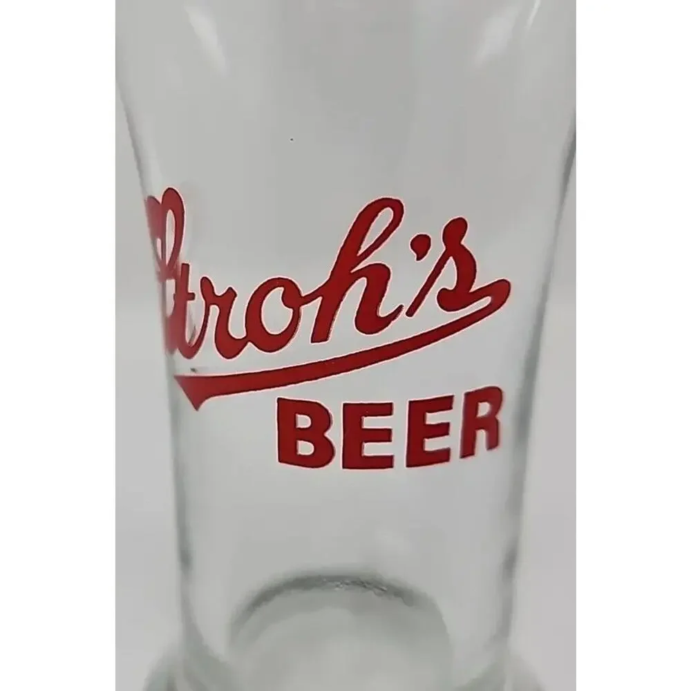 Vintage 1960's Rare Stroh's‎ Beer 8 oz Pilsner Barware Glass Red Logo U205
